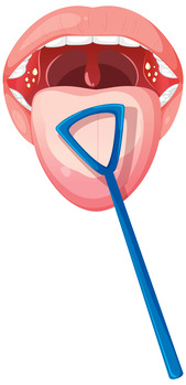 tongue scraper on a tongue